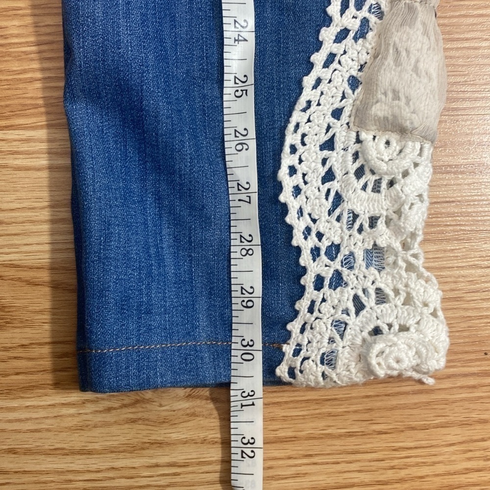 Crochet Patched High Rise Straight Leg Jeans - Picture 9 of 15